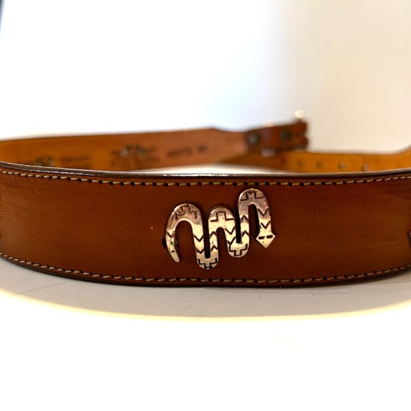 Silver Creek Brown Leather Belt with Silver & Rose Toned Fetishized Size 28 - Picture 10 of 13